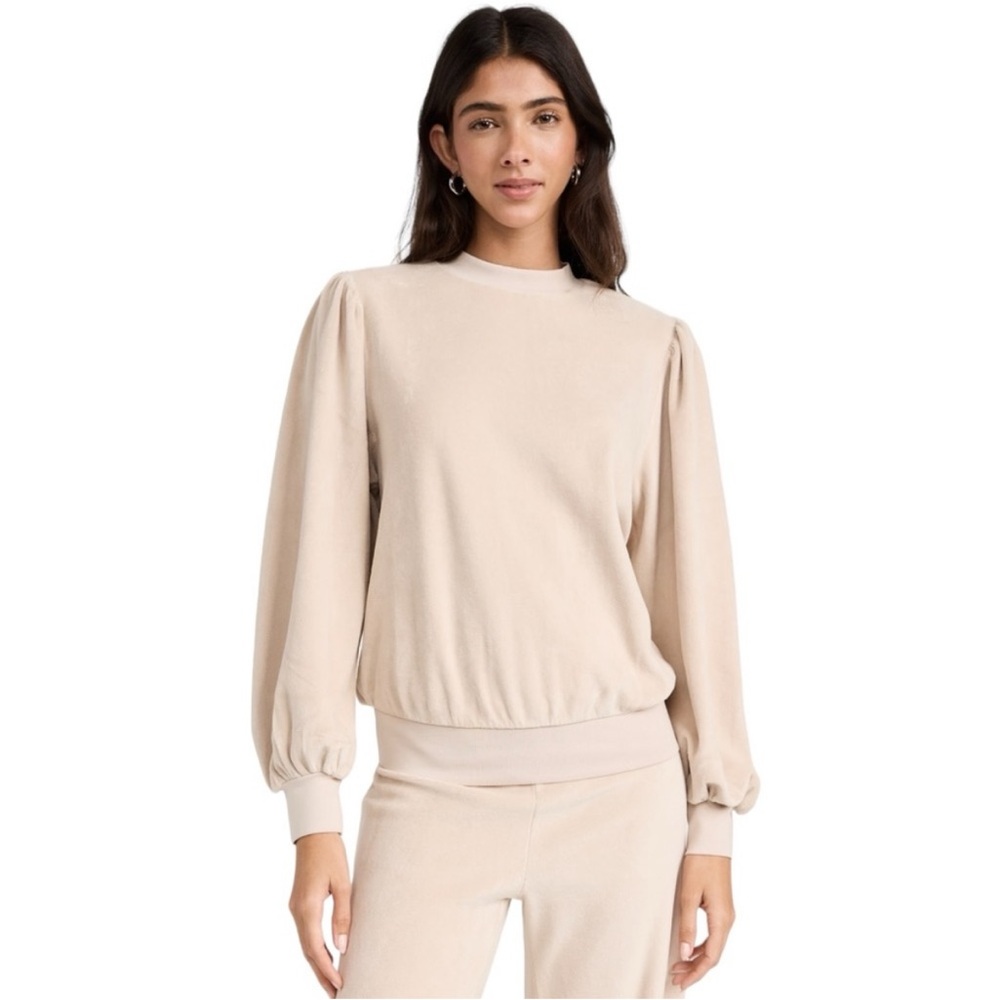 NWT Suzie Suzi Kondi Perissa Puff Shoulder Long Sleeve Top in Dorset Velour Sz L